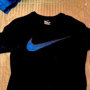 Nike Black T-Shirt with Blue Logo